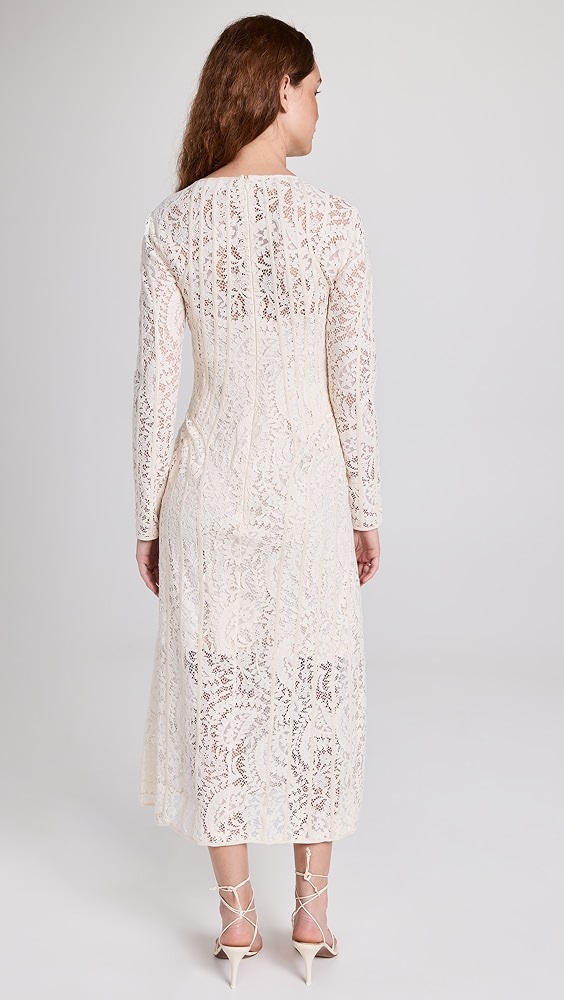Anna Rose Panelled Lace Midi Dress In Blue Klass Anna Rose Panelled Lace Midi Dress In Blue Klass