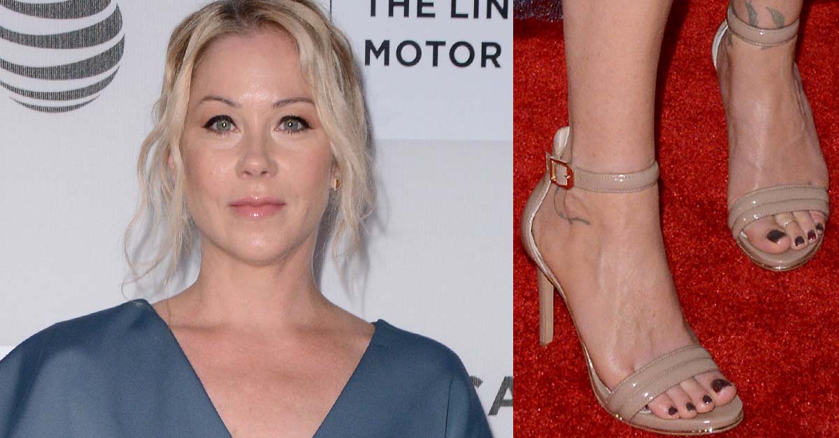 Christina Applegate Talks Films In Nude Patent Sandals Christina Applegate Talks Films In Nude Patent Sandals